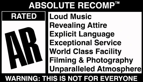 Absolute Recomp AR warning graphic with facility culture and atmosphere messaging